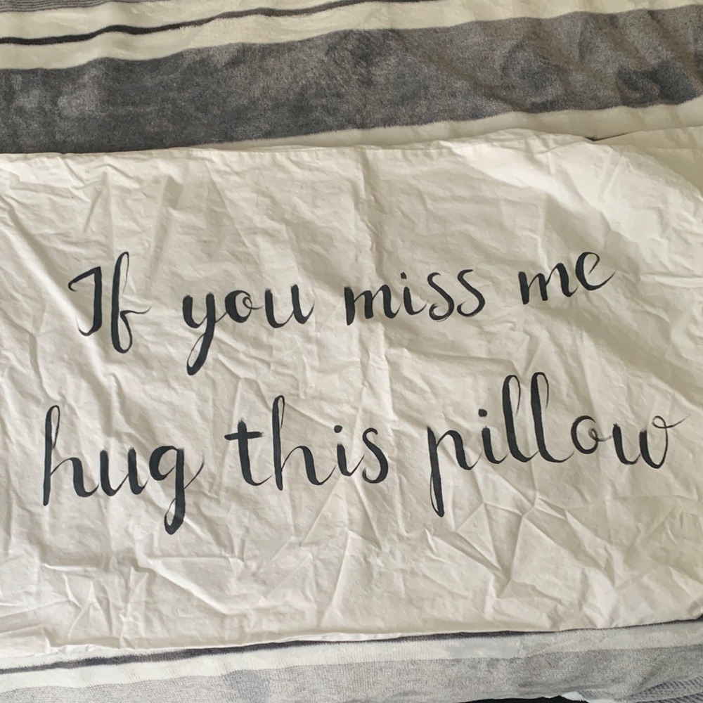 Decorative White Pillowcase with Black Text